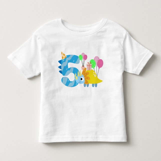 5 års ålder Dinosaur Birthday T Shirt (Framsida)
