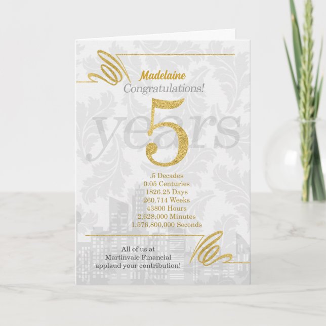 5 års arbetslivsersättning för anställda kort (Framsida)