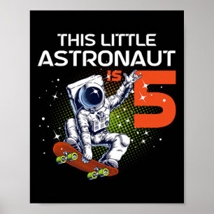 5-års Astronaut Skateboard 5 År Gammal Rymd Poster