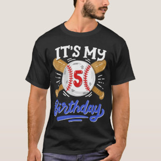 5-års baseball-födelsedagsfest för pojkar sport fa t shirt