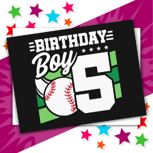 5 Års Baseboll Fest Tema 5:e Födelsedag Pojke Vykort