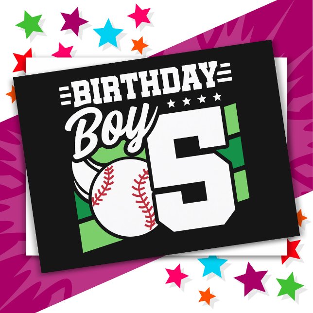 5 Års Baseboll Fest Tema 5:e Födelsedag Pojke Vykort (Skapare uppladdad)