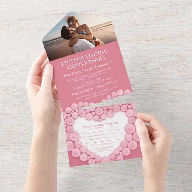 5-års bröllopsdag rosa rose kvarts foto (Avrivbar del)