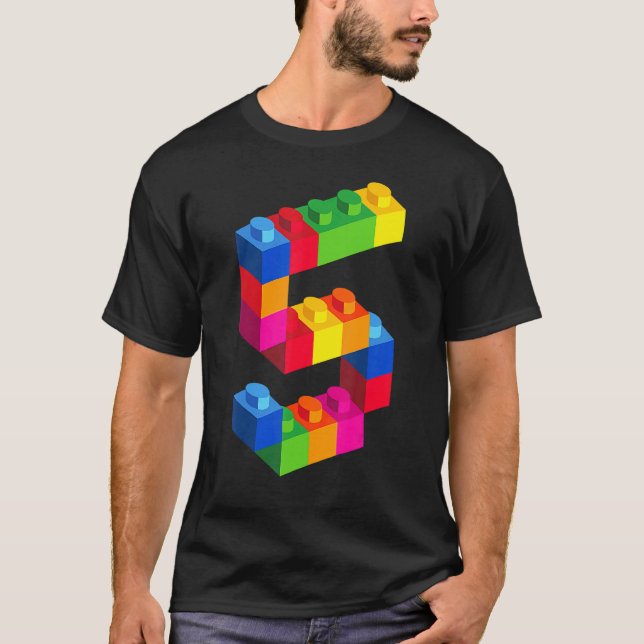 5 års Byggnad-block födelsedagskalv 5:e T Shirt (Framsida)