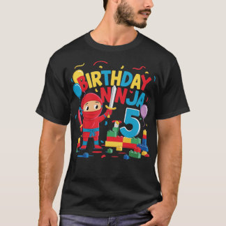 5 års Byggnad block Ninja 5:e födelsedagspresent T Shirt