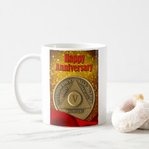 5 års CUSTOM NAME AA-mynt i Glitter Kaffemugg