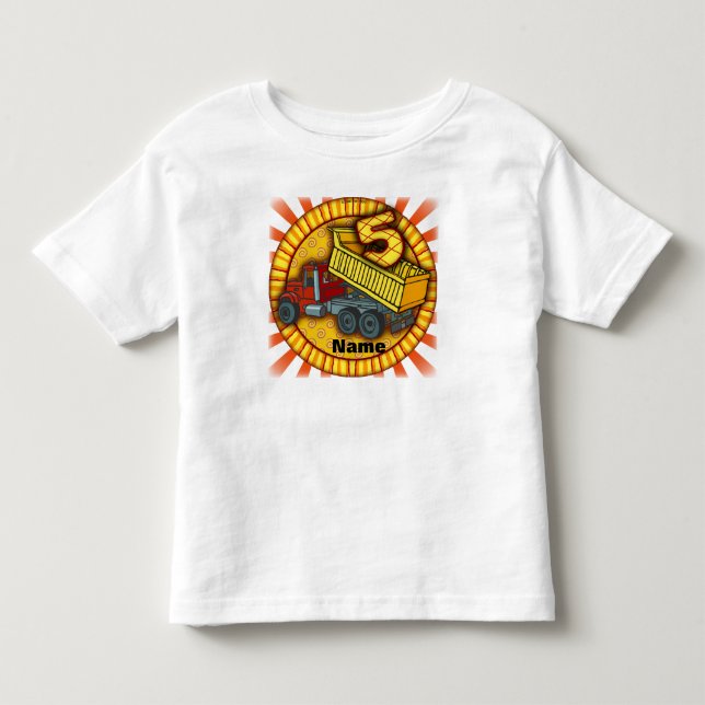 5-års Dump Truck Födelsedag  t-shirts (Framsida)