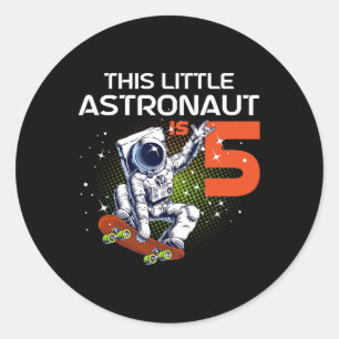 5-års födelsedag Astronaut Skateboard 5-årig Sp Runt Klistermärke