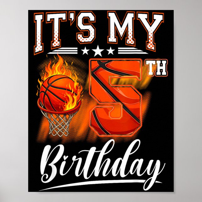 5-års födelsedag basket tema 5 år gammal födelseda poster (Framsidan)