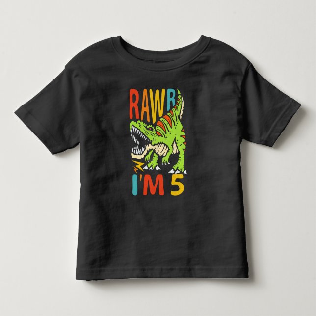 5-års födelsedag Dinosaurie T Rex Rawr Jag är 5 Fö Shirt (Framsida)