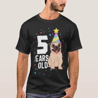 5 Års Födelsedag Mops Hund Älskare Party 5:e Födel T Shirt