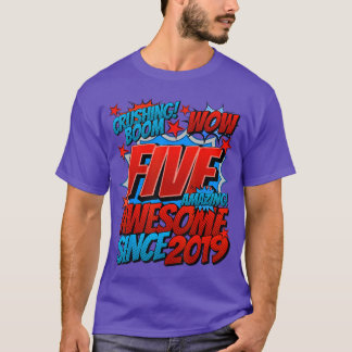 5-års födelsedag Seriestil Awesome Sedan 2019 5 år T Shirt
