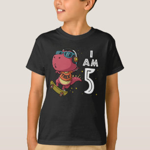 5 års födelsedag Skateboard Trex dinosaur 5 år gam T Shirt