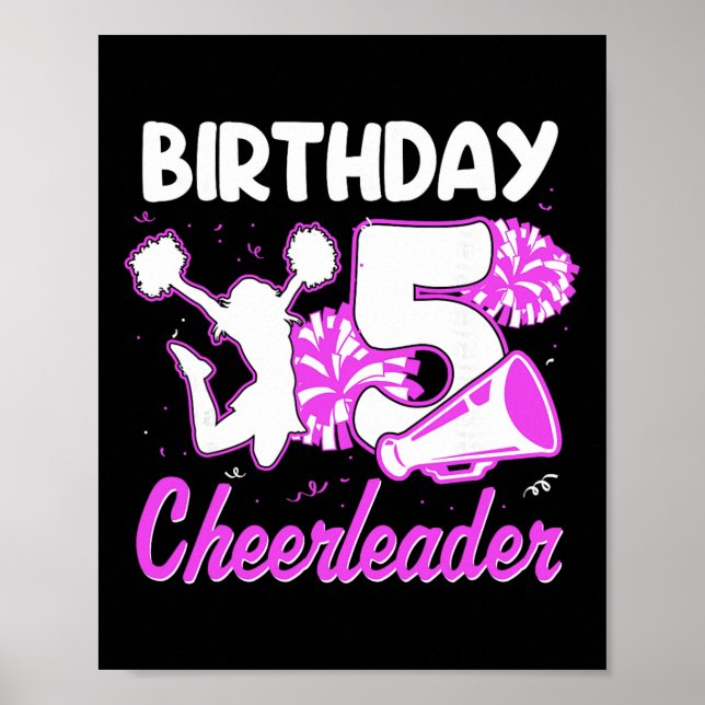 5-års födelsedags Cheerleader Flicka 5 år gammal C Poster (Framsidan)