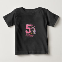 5-års födelsedags enhörning för småbarns t-shirt