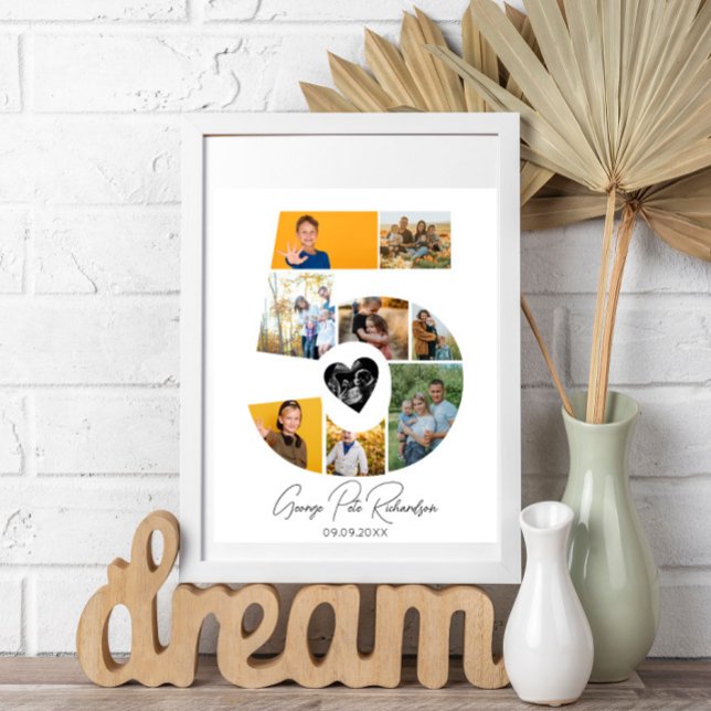 5-års födelsedags fotokollageaffisch minnessaker poster (Skapare uppladdad)