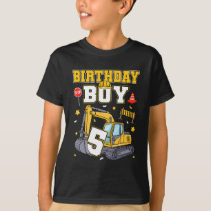 5-års födelsedags pojke 5 år gammal grävmaskin Tre T Shirt