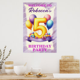 5-års födelsedagsballongtema poster