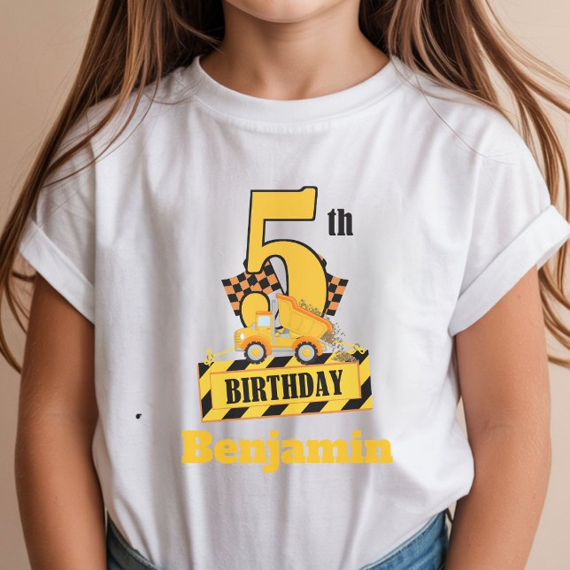 5-års födelsedagsdump Dump Druck byggtema-fest  T Shirt (Skapare uppladdad)