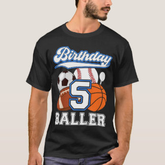 5-års födelsedagsfest för pojke Sport Födelsedag T Shirt