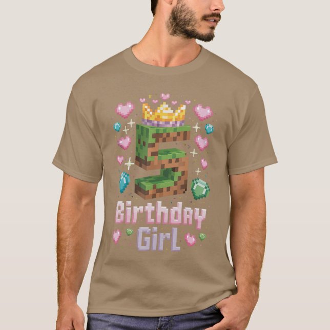 5-års födelsedagsflicka spelar Piel nummerfest 5 å T Shirt (Framsida)