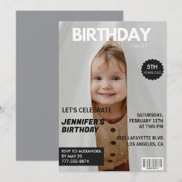 5-års födelsedagsinbjudningar till henne Tidningso Inbjudningar
