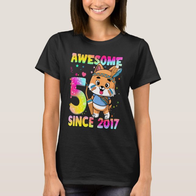 5 års Gamla flickor Tonåringar Cute Tribal Puppy 5 T Shirt (Framsida)