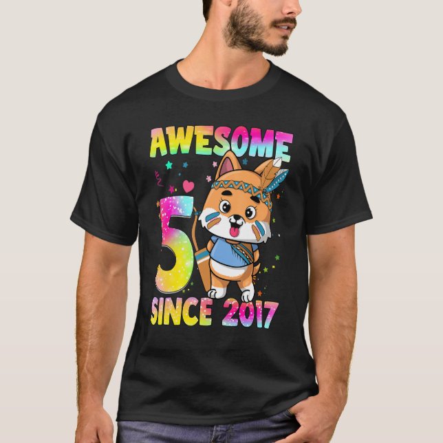 5 års Gamla flickor Tonåringar Cute Tribal Puppy 5 T Shirt (Framsida)