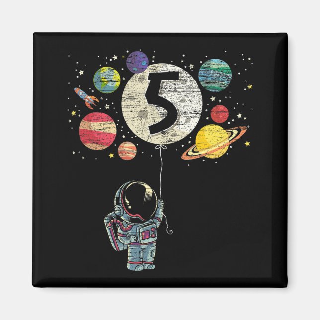 5 års gamla födelsedagsgåvor Astronaut 5:e födelse Magnet (Framsidan)