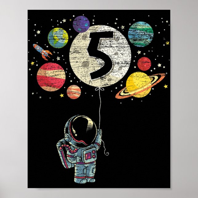5 års gamla födelsedagsgåvor Astronaut 5:e födelse Poster (Framsidan)
