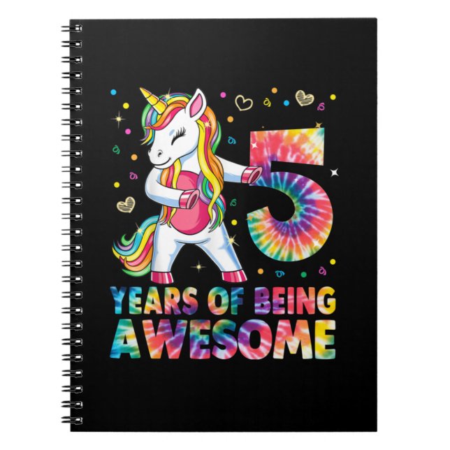 5 års Gamla Unicorn Flossing 5:e Birthday Girl Uni Anteckningsbok (Framsidan)