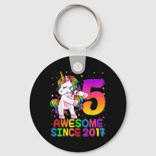 5 års Gamla Unicorn Flossing 5:e Birthday Girl Uni Nyckelring