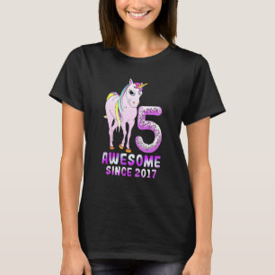 5 års Gamla Unicorn Flossing 5:e Birthday Girl Uni T Shirt