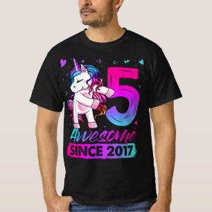 5 års Gamla Unicorn Flossing 5:e Birthday Girl Uni T Shirt