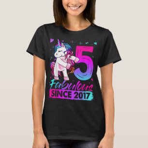 5 års Gamla Unicorn Flossing 5:e Birthday Girl Uni T Shirt
