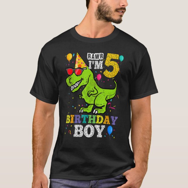 5 års gammal 5:e födelsedag Rex Dinosaur Småbarn K T Shirt (Framsida)