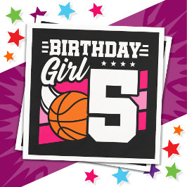 5 års gammal basketboll Party 5:e födelsedagsflick Pappersservett