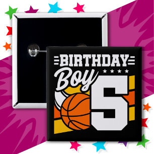 5 års gammal basketboll Party, tema 5:e födelsedag Knapp