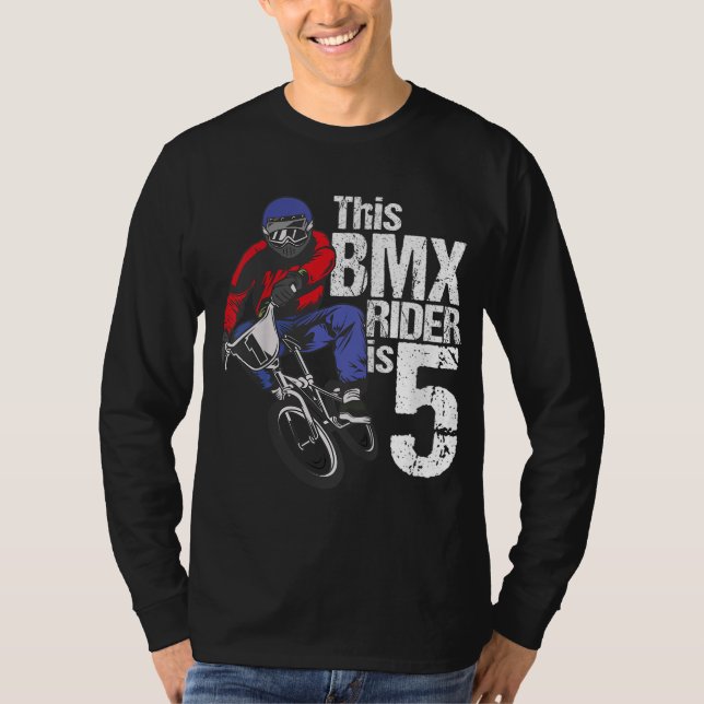 5 års gammal BMX-Födelsedagsfest Boys Dirt Bike Bi T Shirt (Framsida)