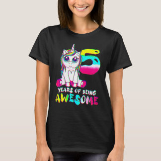 5 års Gammal Cute Unicorn 5:e födelsedagsklass T Shirt