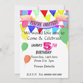 5 års gammal Födelsedagsfest Inbjudningar