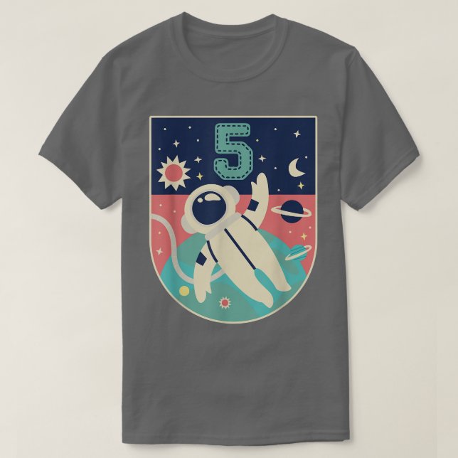 5 års gammal födelsedagspojke Tee Astronaut 5:e da (Design framsida)
