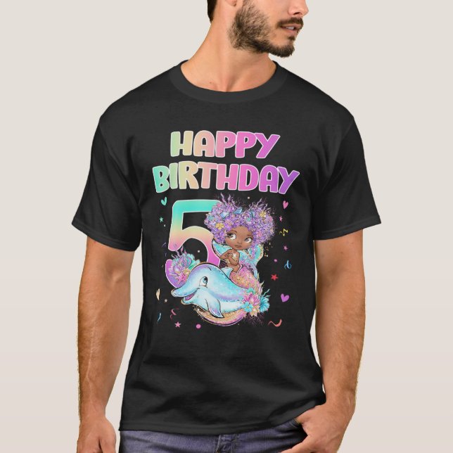 5 års gammal födelsedagstjuv Sjöjungfru 5th Birthd T Shirt (Framsida)