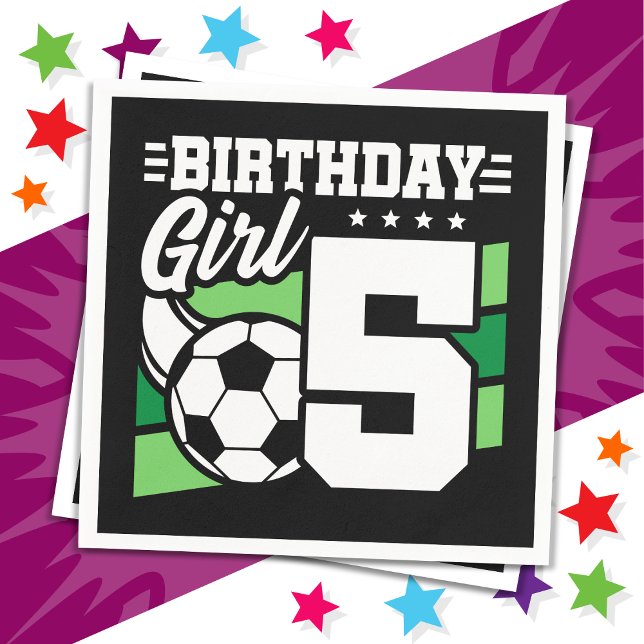 5 års gammal fotboll Party 5:e födelsedagsflickan Pappersservett (Skapare uppladdad)