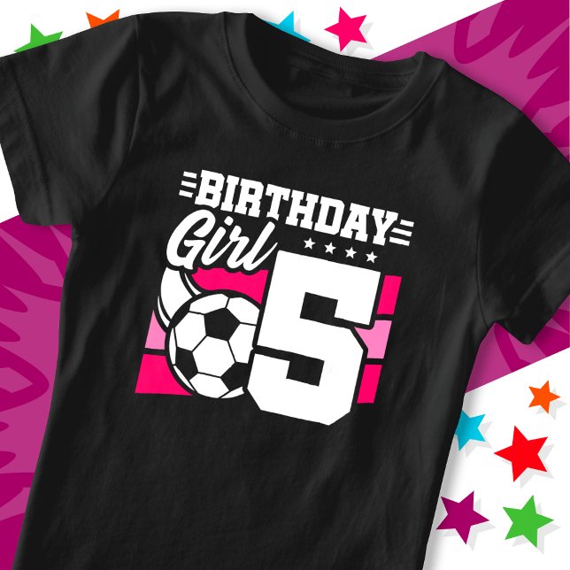 5 års gammal fotboll Party 5:e födelsedagsflickan T Shirt (Skapare uppladdad)