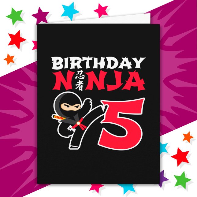 5 års gammal Karate Ninja Party Kids 5:e födelseda Kort (Skapare uppladdad)