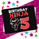 5 års gammal Karate Ninja Party Kids 5:e födelseda Vykort<br><div class="desc">Ninja 5-designen på födelsedagen ger en perfekt för en 5-årig ninja-födelsedagsfest. Den japanska symbolen för Ninjutsu med tecknad ninja karate sparkar födelsedagstjuren eller så kommer tjejen att KÄRLEK! Denna ninja-födelsedagskalender för pojkar och flickor är en perfekt som passar för en 5-åring som ninjas,  karate,  taekwondo,  judo eller andra martialkonst.</div>