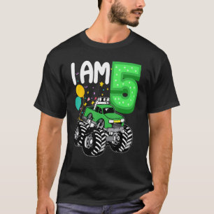 5 års gammal Kid Grönt Monster Lastbil Birthday Bo T Shirt