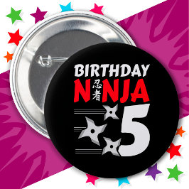 5 års gammal Ninja Party Stars Kids 5:e födelsedag Knapp