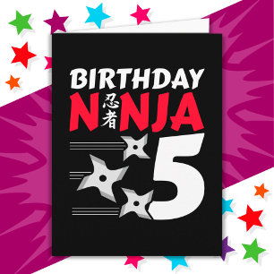 5 års gammal Ninja Party Stars Kids 5:e födelsedag Kort